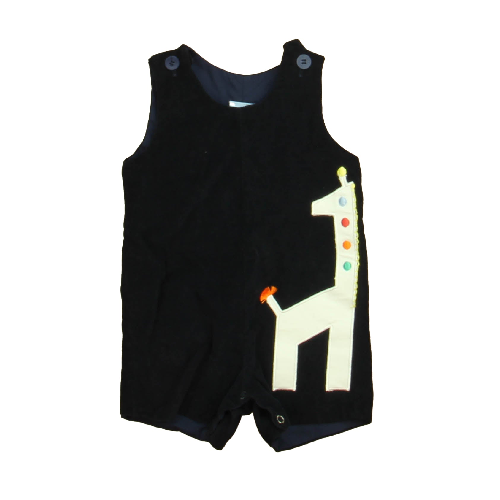 Bella Bliss Girls Navy | White Giraffe Romper Size: 12 Months Navy | White Giraffe