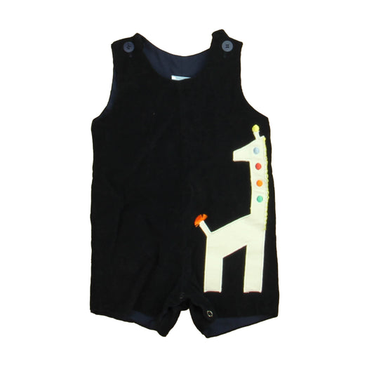 Bella Bliss Girls Navy | White Giraffe Romper Size: 12 Months Navy | White Giraffe