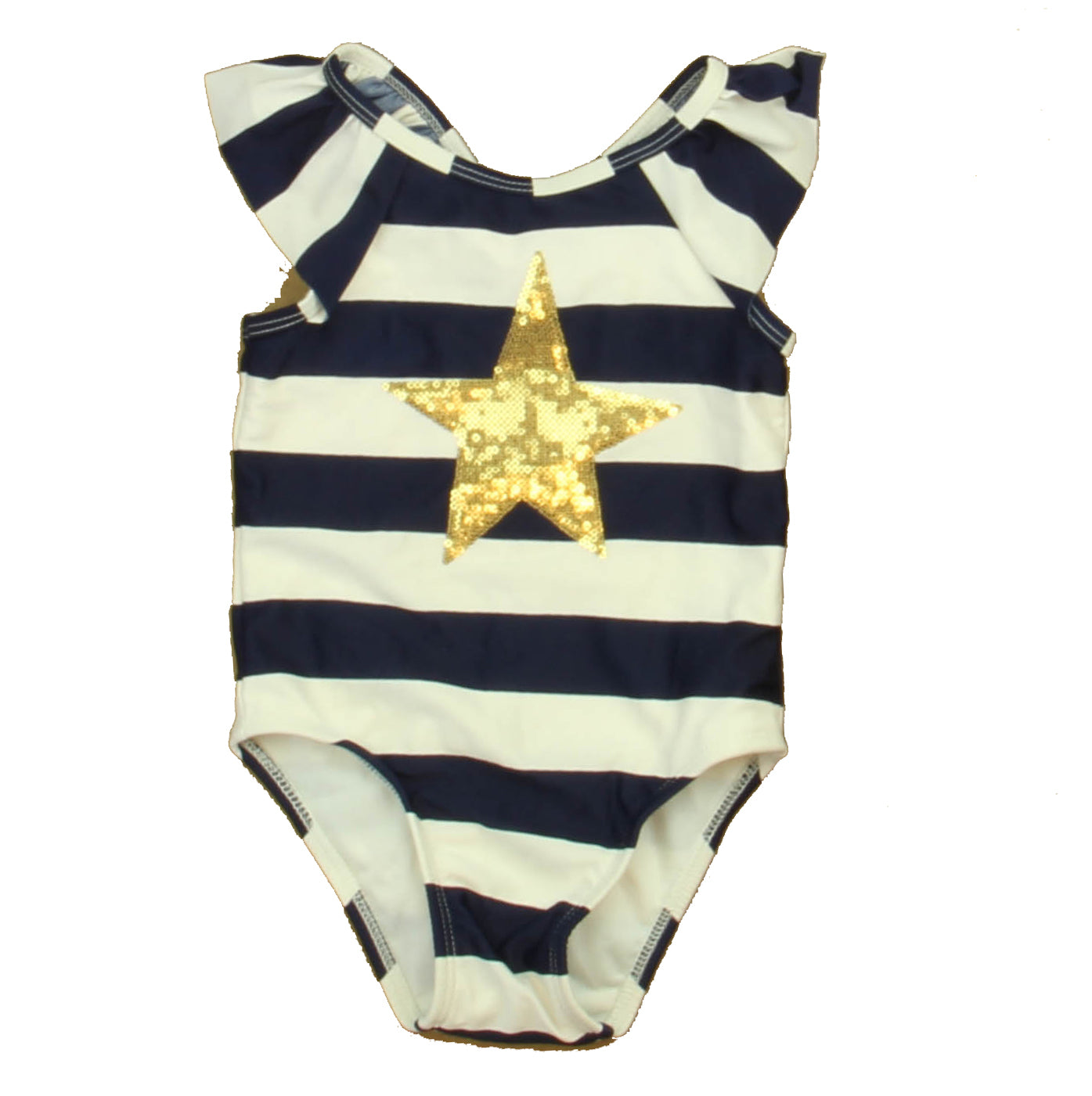 Cat & Jack Girls Navy | White | Gold 1-piece Swimsuit Size: 18 Months Navy | White | Gold
