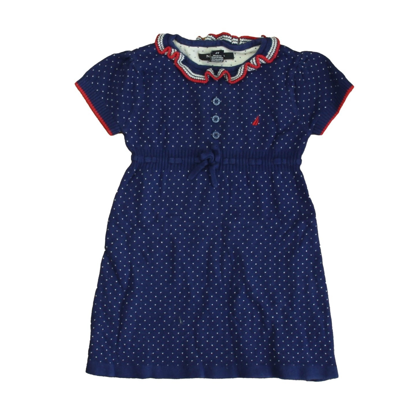 Nautica Girls Navy | White | Red Sweater Dress Size: 2T Navy | White | Red