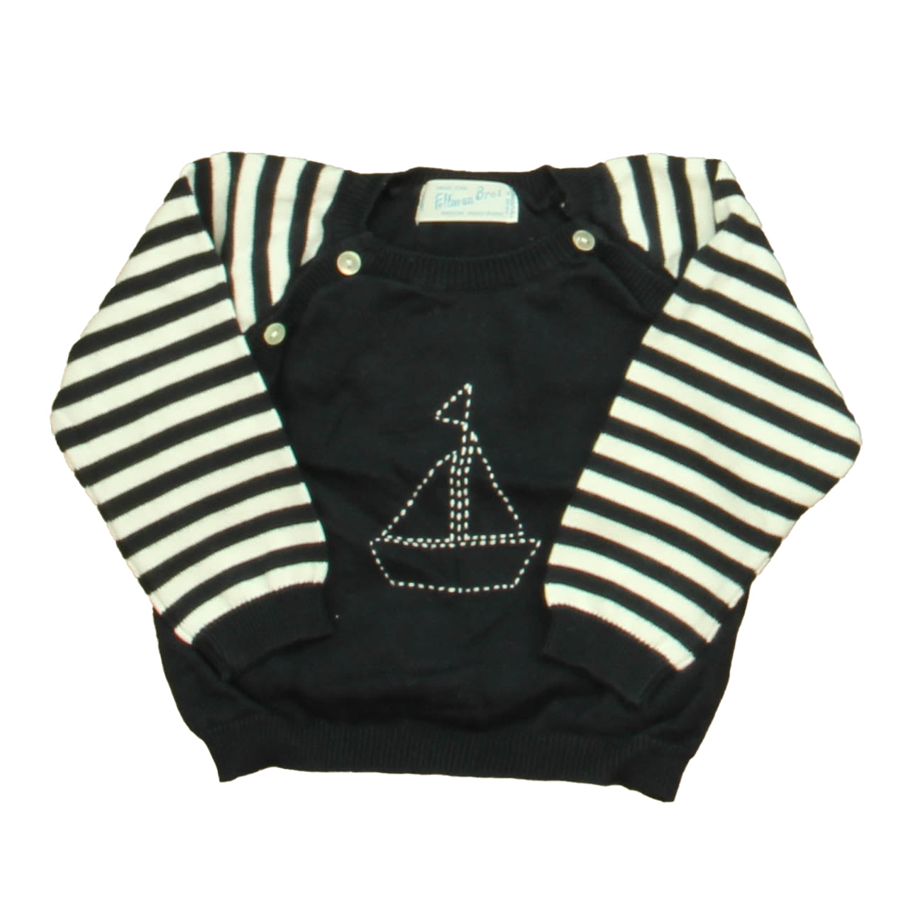 Feltman Bros. Boys Navy | White Sailboat Sweater Size: 12 Months Navy | White Sailboat