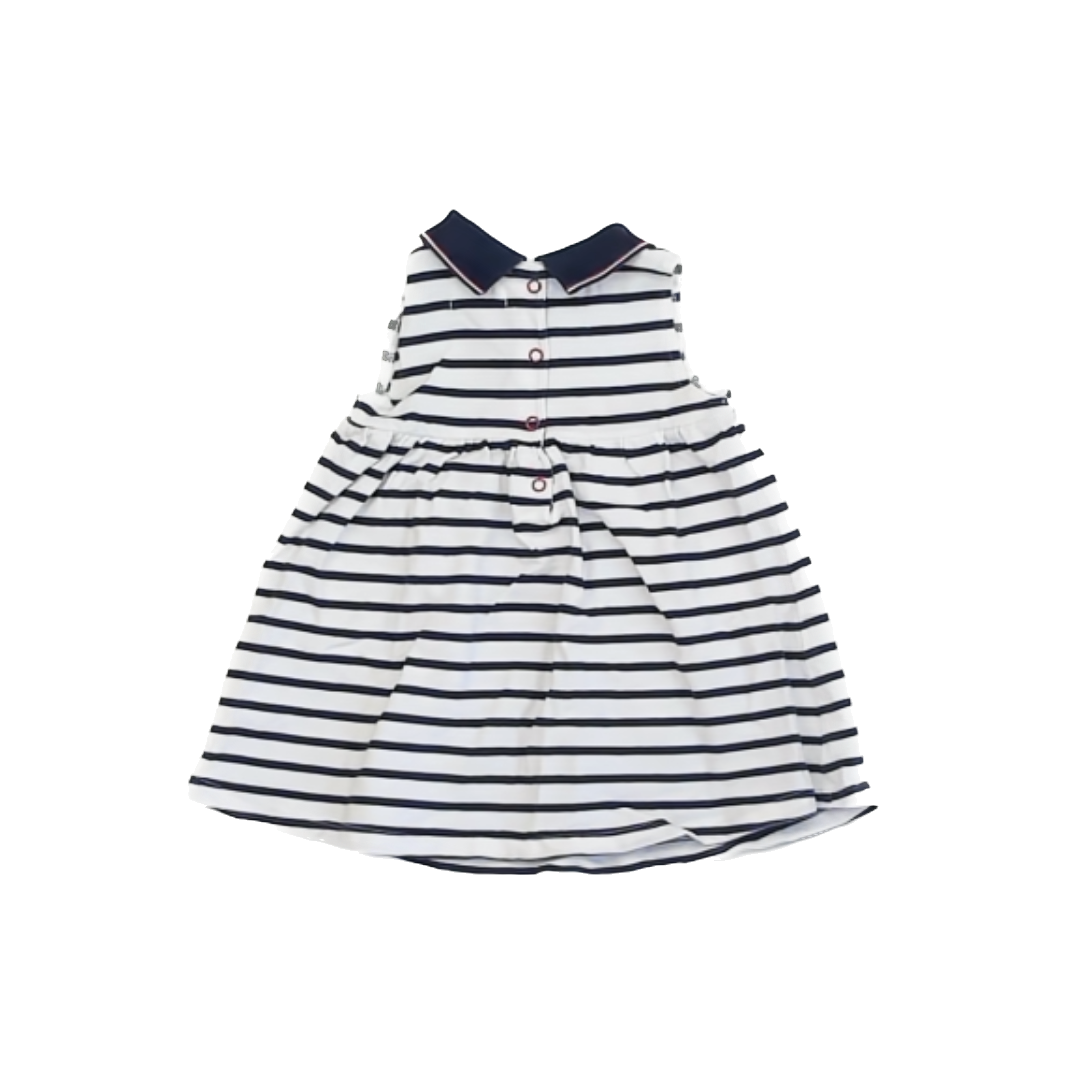 ZY Girls Navy | White Stripe Dress Size: 12-18 Months Navy | White Stripe