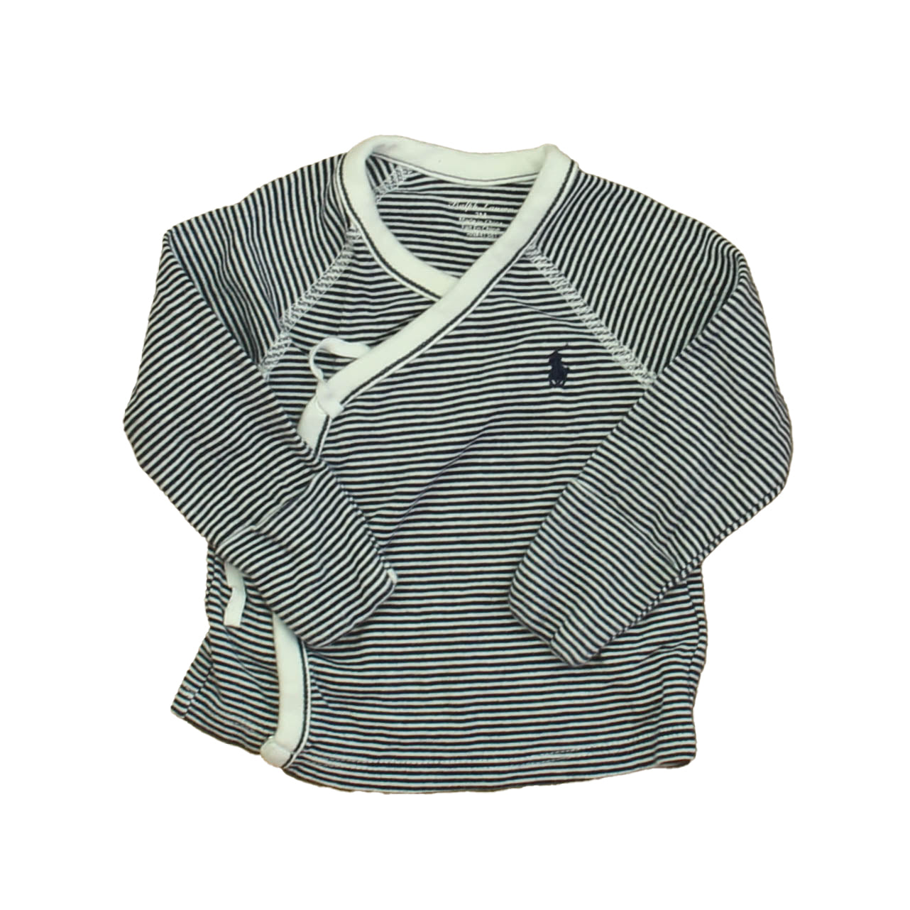 Ralph Lauren Boys Navy | White Long Sleeve Shirt Size: 3 Months Navy | White