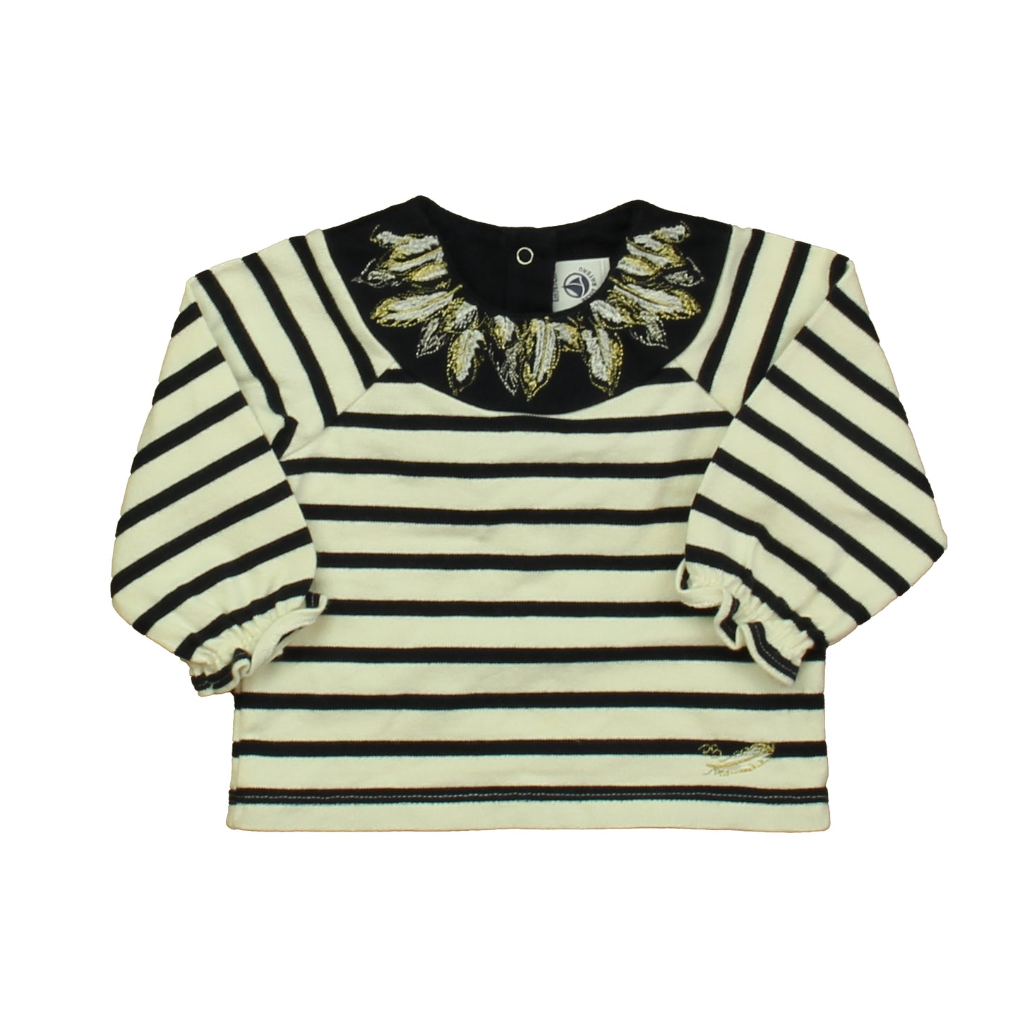 Petit Bateau Girls Navy | White Long Sleeve Shirt Size: 6 Months Navy | White