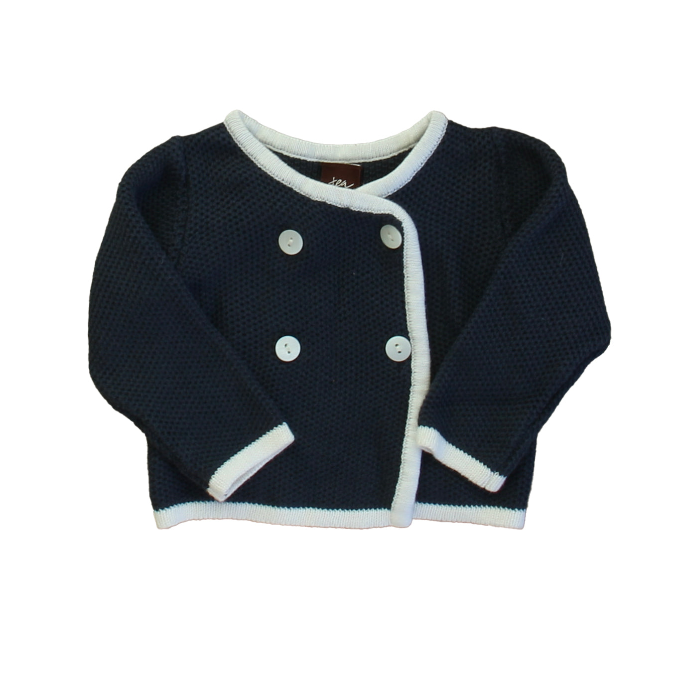 Tea Girls Navy | White Cardigan Size: 0-3 Months Navy | White