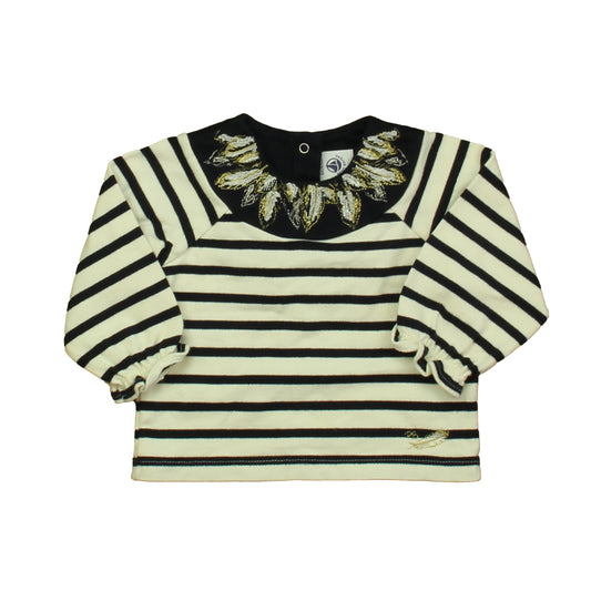 Petit Bateau Girls Navy | White Long Sleeve Shirt Size: 6 Months Navy | White