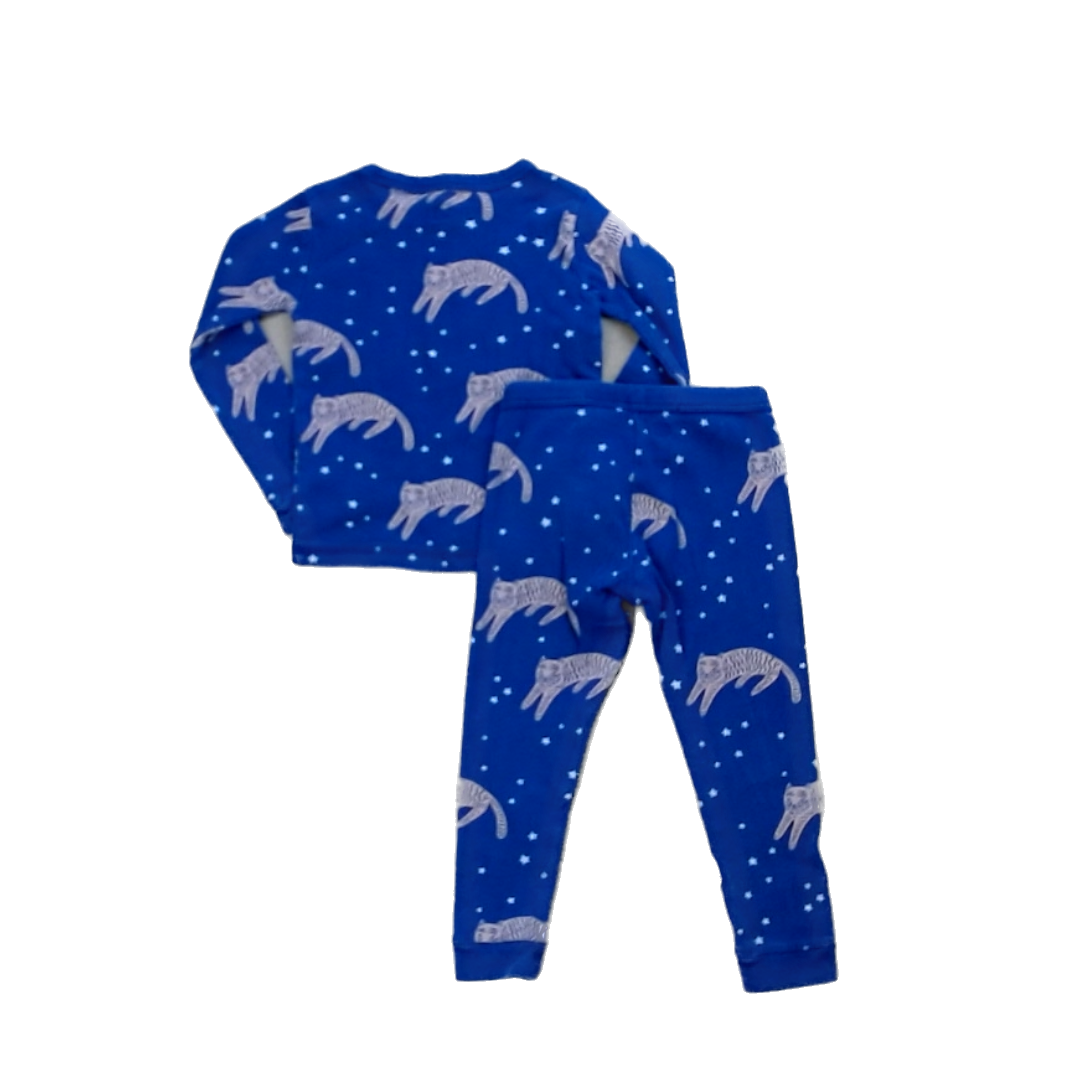 Tea Collection Unisex Navy with Cats 2-piece Pajamas Size: 3T Navy with Cats