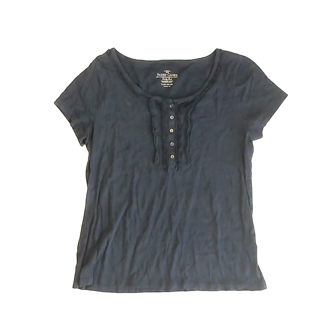 Faded Glory Girls Navy T-Shirt Size: 16-18 Years (XL) Navy