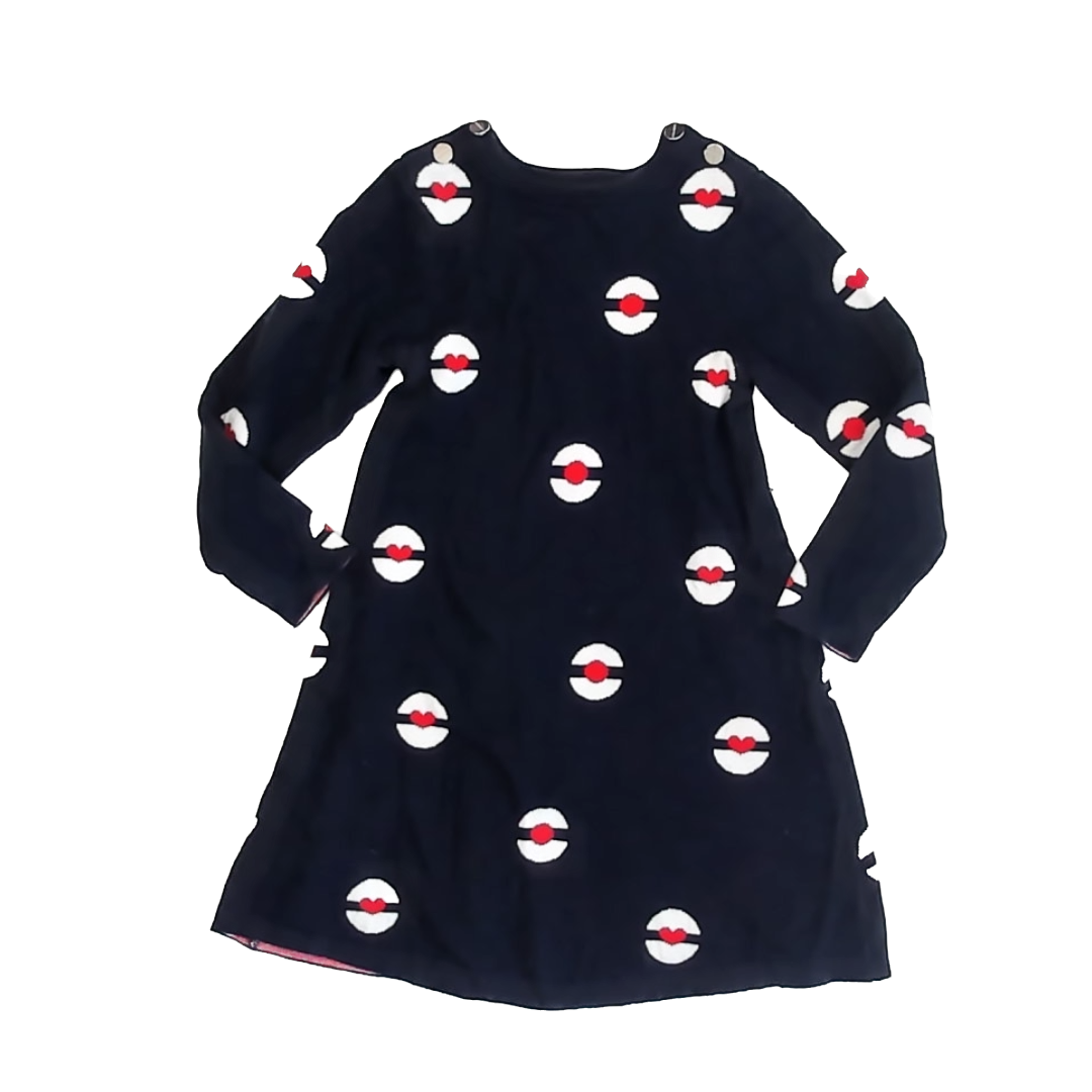 Jacadi Girls Navy Sweater Dress Size: 6 Years Navy