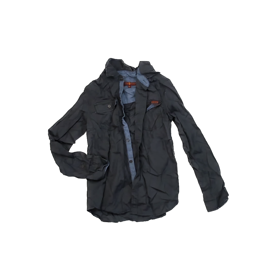 7 for all Mankind Boys Navy Button Down Long Sleeve Size: M (8) Navy