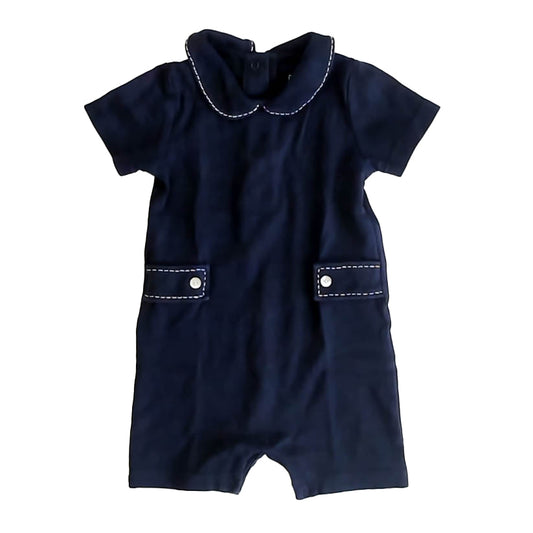 Lila + Hayes Boys Navy Romper Size: 6-9 Months Navy