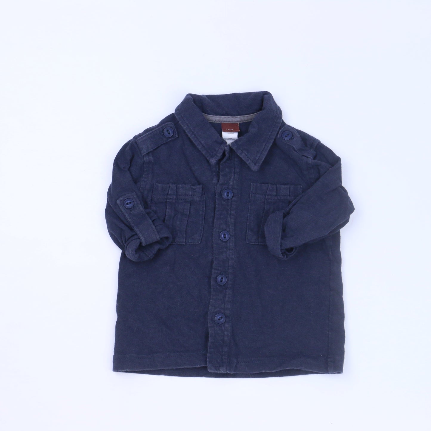 Tea Boys Navy Button Down Long Sleeve Size: 6-12 Months Navy