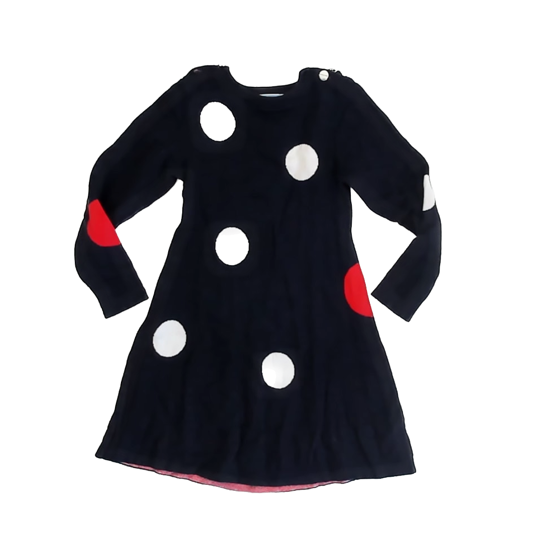 Jacadi Girls Navy Sweater Dress Size: 6 Years Navy