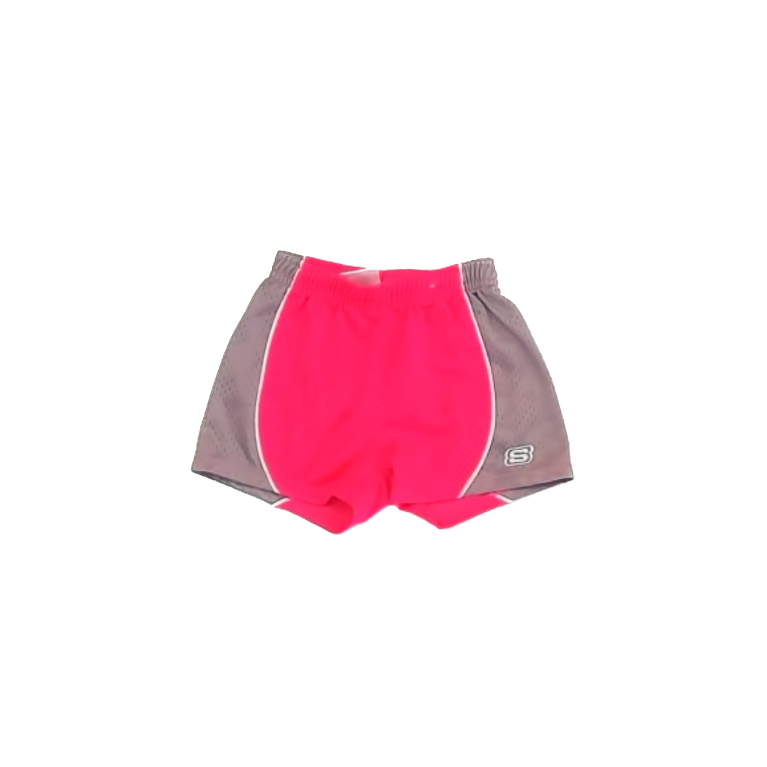 Skechers Girls Neon Pink | Grey Stripe Athletic Shorts Size: 4T Neon Pink | Grey Stripe