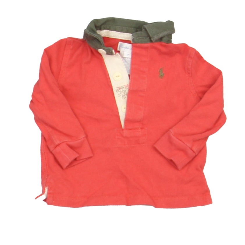Ralph Lauren Boys Orange | Brown Rugby Shirt Size: 0-3 Months Orange | Brown