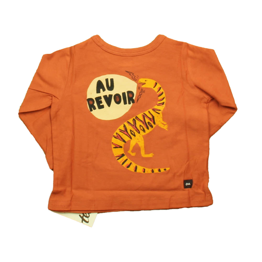 Tea Boys Orange Dino Long Sleeve T-Shirt Size: 3-6 Months Orange Dino