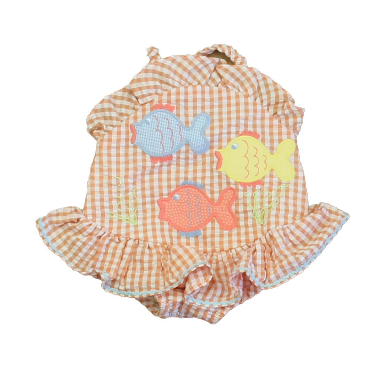 The Bailey Boys Girls Orange Fish Romper Size: 6 Months Orange Fish