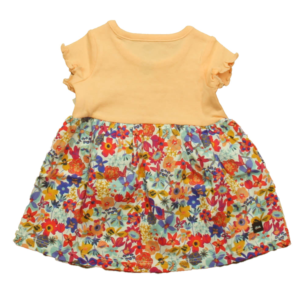 Tea Girls Orange Floral Dress Size: 3-6 Months Orange Floral