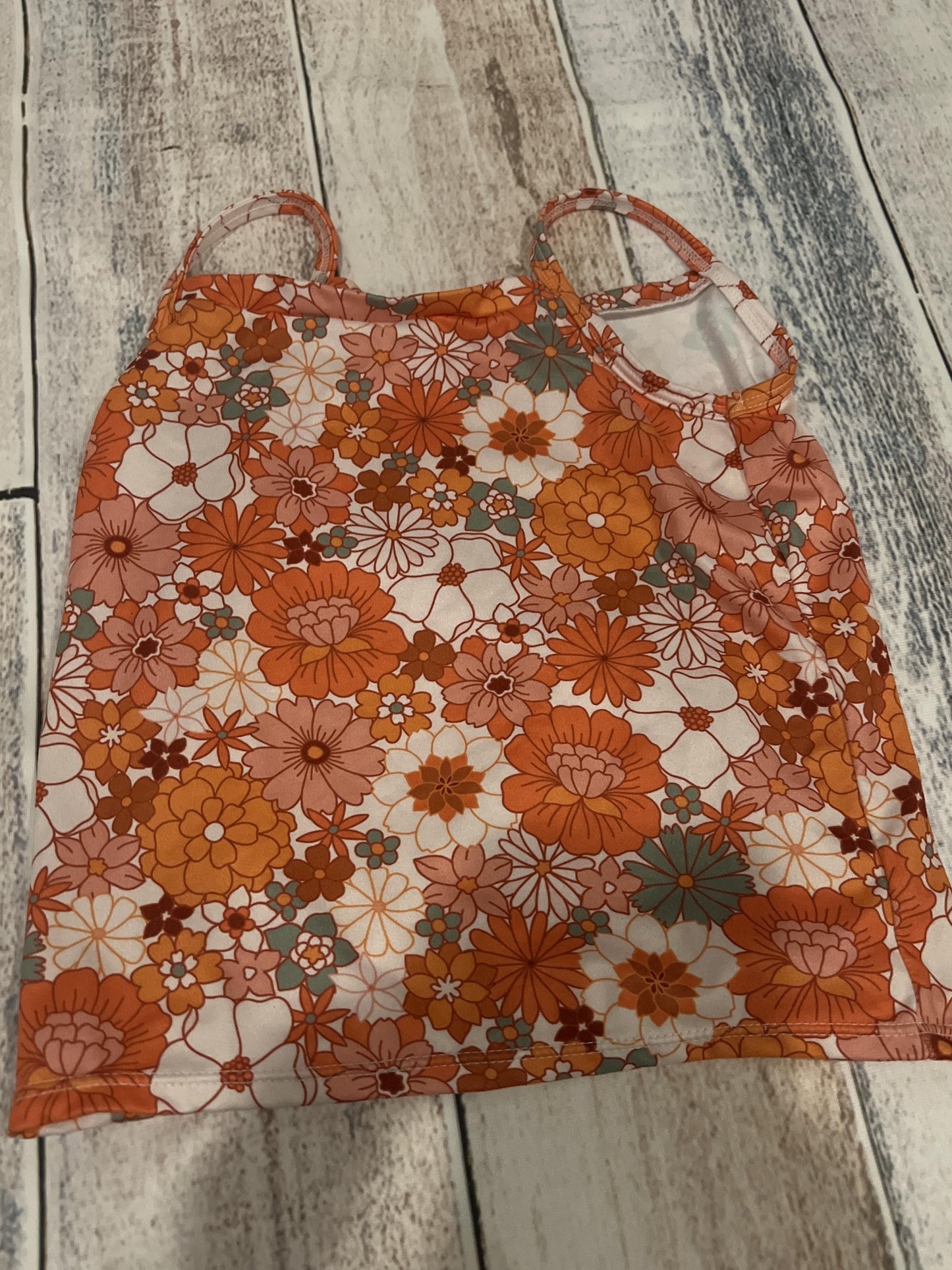 Little Lucca Love Girls orange | Flowers Tank Top Size: 4T orange | Flowers
