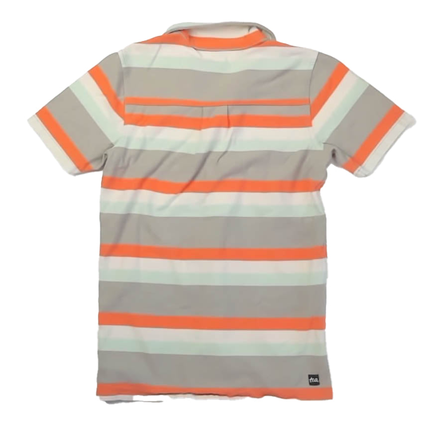 Tea Collection Boys Orange | Gray Stripe Polo Shirt Size: 12 Years Orange | Gray Stripe