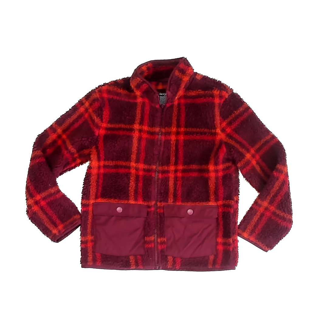 Cat & Jack Girls Orange | Maroon Plush Fleece Size: 6-7 Years Orange | Maroon Plush