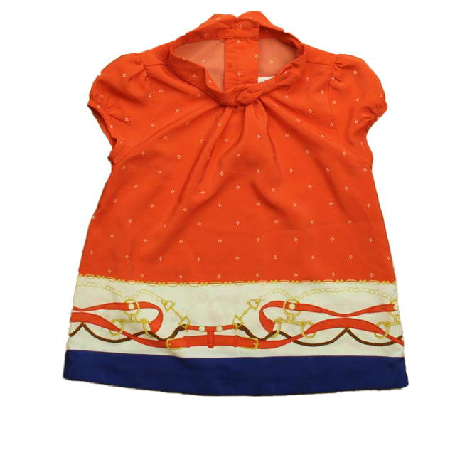 Janie and Jack Girls Orange | Navy Blouse Size: 4T