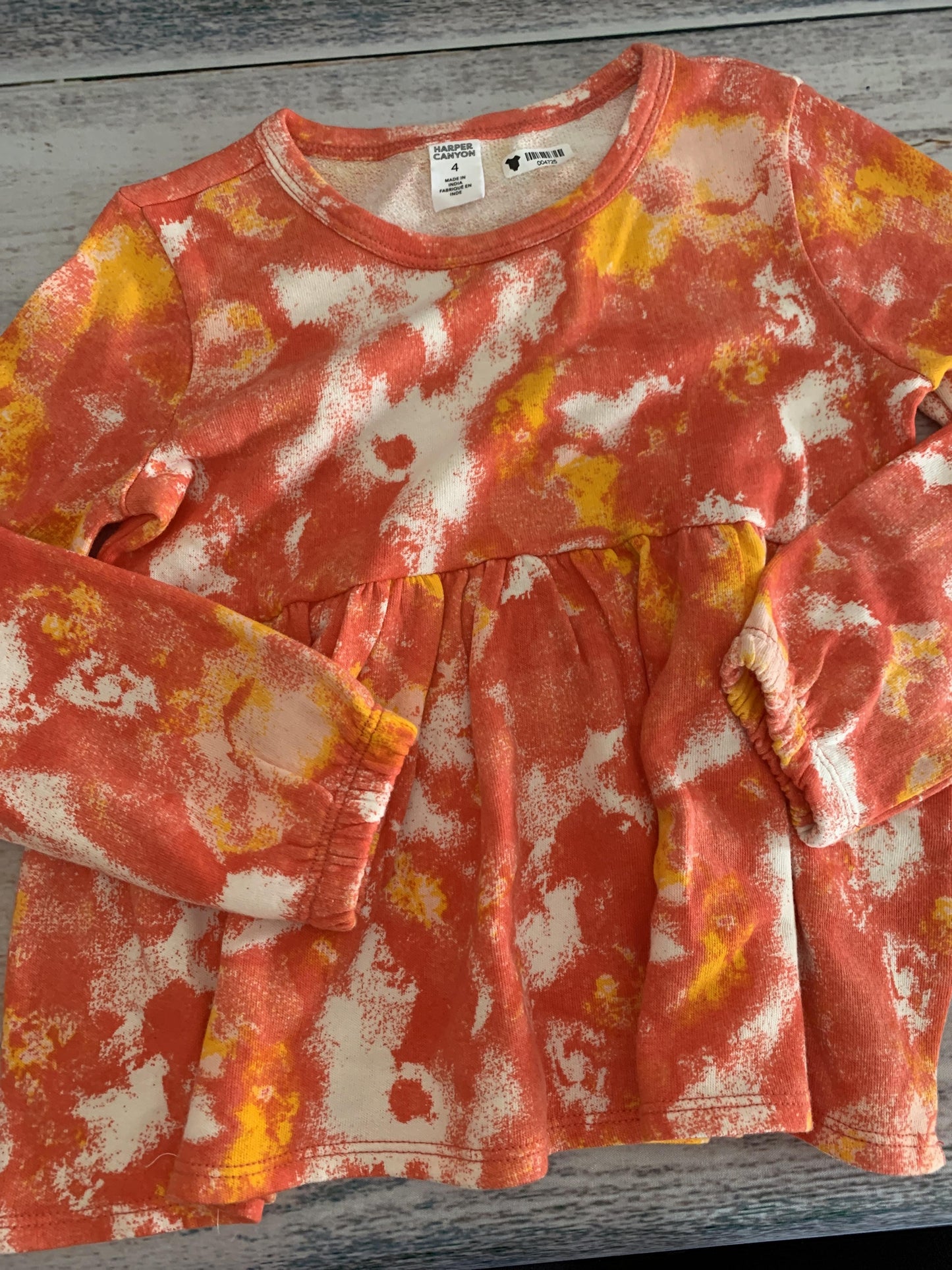 Harper Canyon Girls orange | Tie Dye Long Sleeve T-Shirt Size: 4T orange | Tie Dye