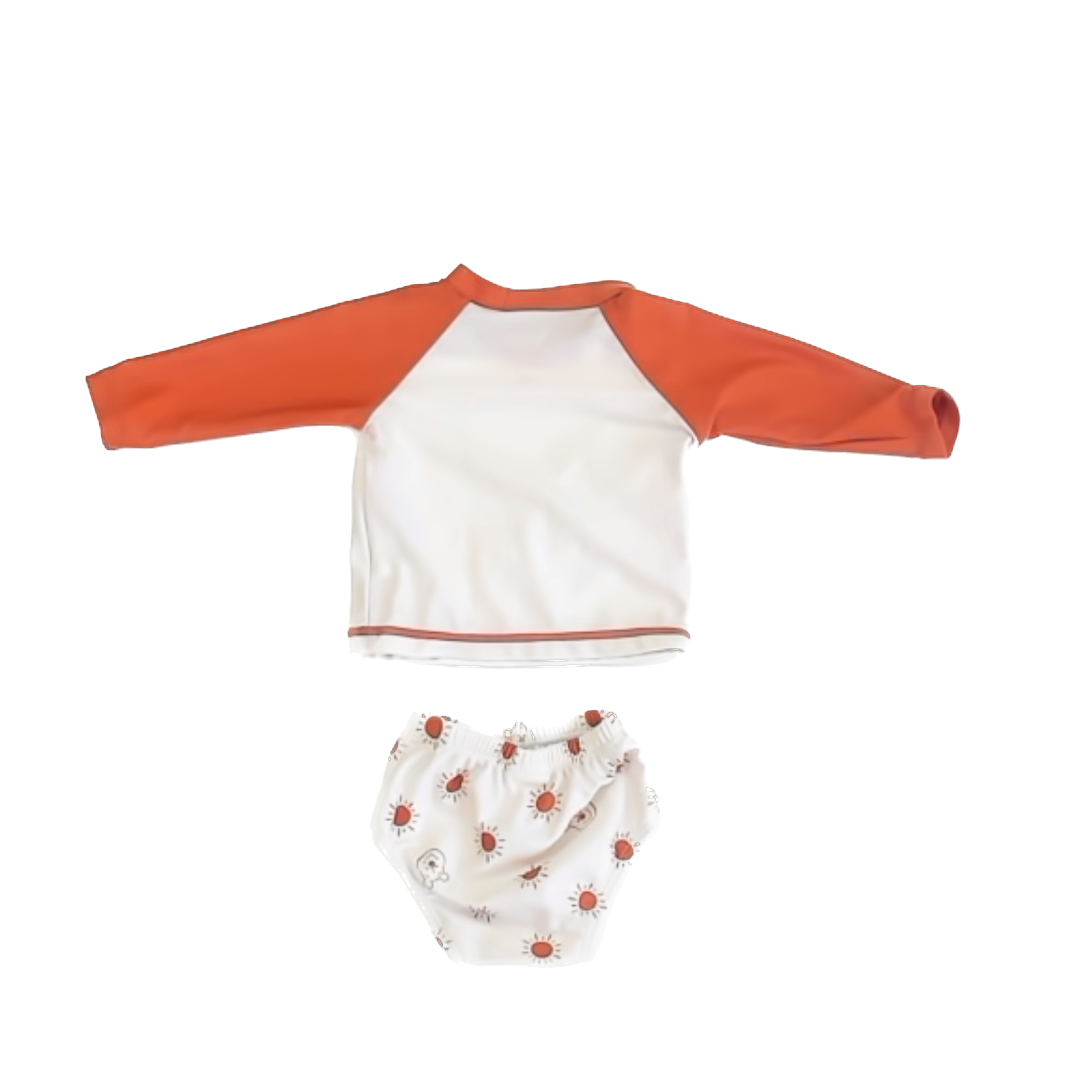 Disney Baby Unisex Orange | White | Pooh Bear 2-piece Swimsuit Size: 0-3 Months Orange | White | Pooh Bear