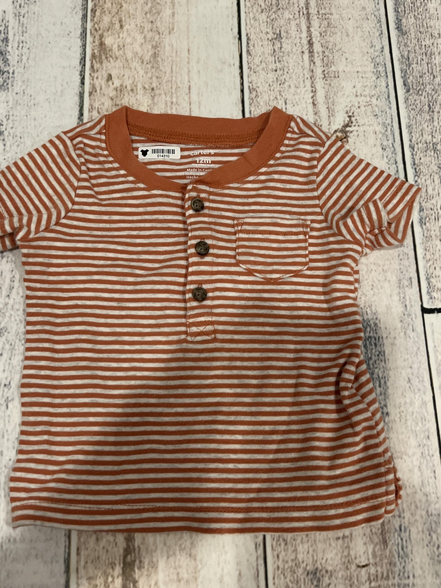 Carters Unisex orange | White | Stripe T-Shirt Size: 12 months orange | White | Stripe