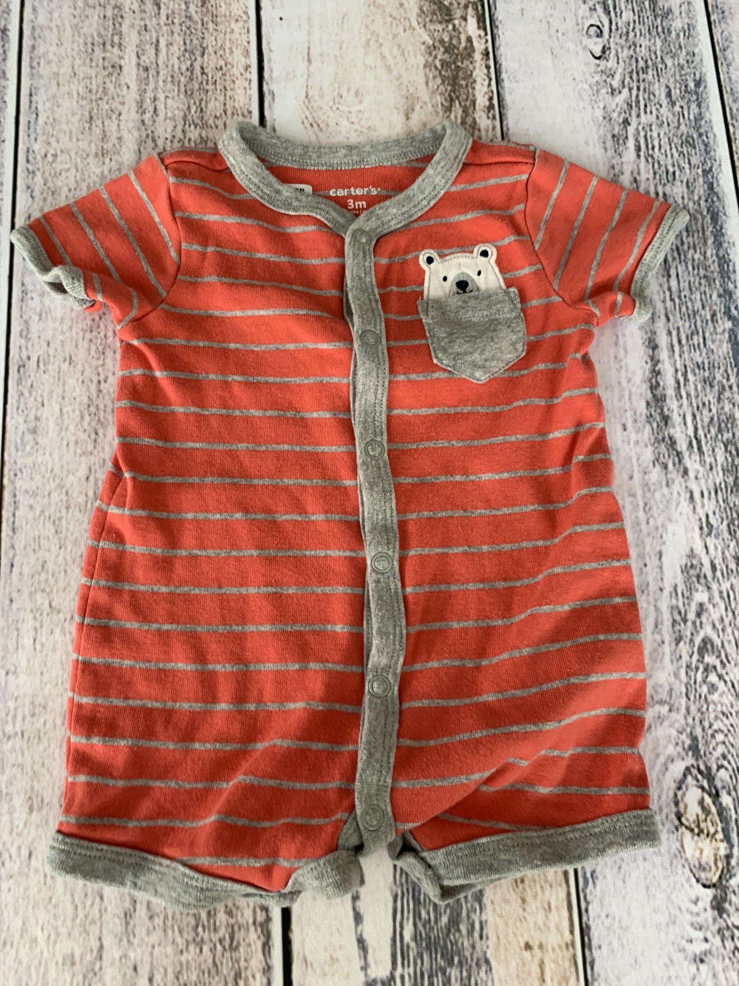 Carters Boys orange | White | Striped Romper Size: 0-3 months orange | White | Striped