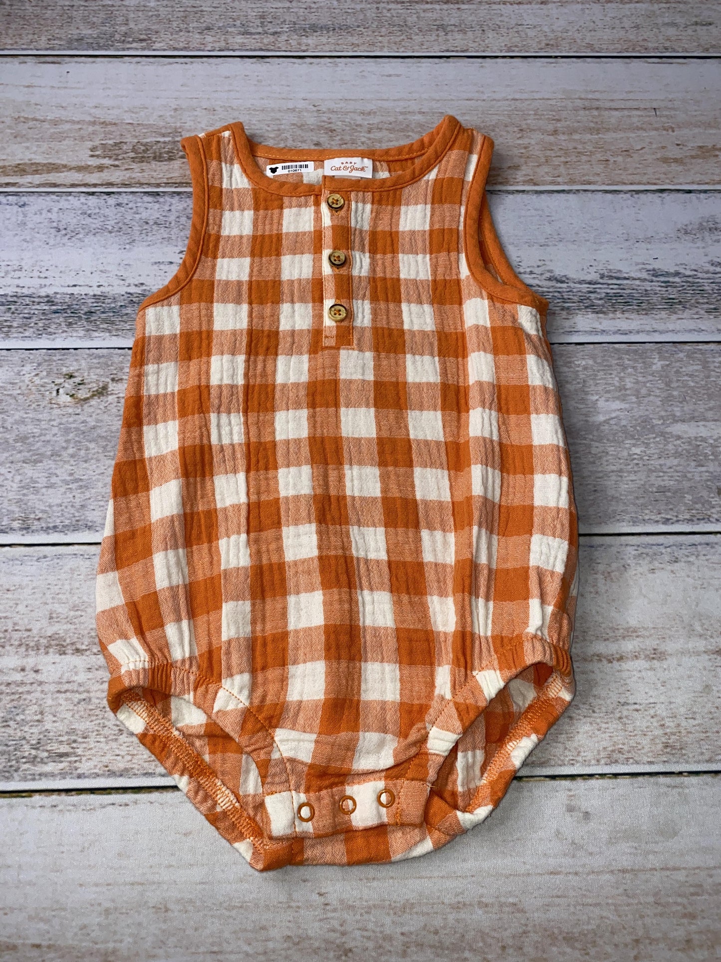 Cat & Jack Unisex orange | White Romper Size: 12 months orange | White