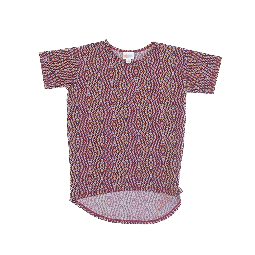 Lula roe Girls Patterned Short Sleeve Shirt Size: 8 Years Patterned