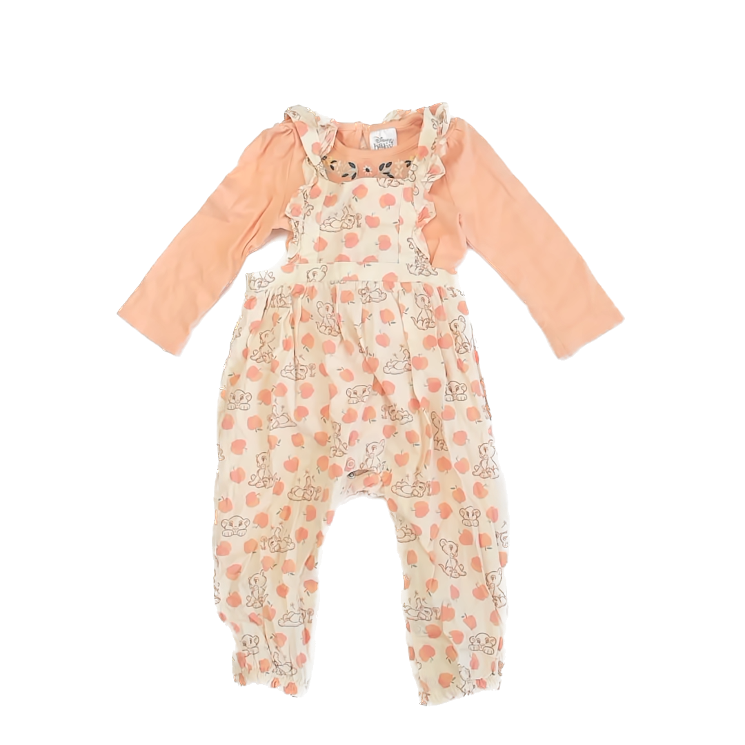 Disney Girls Peach "Lion King" Overalls Size: 18-24 Months Peach "Lion King"