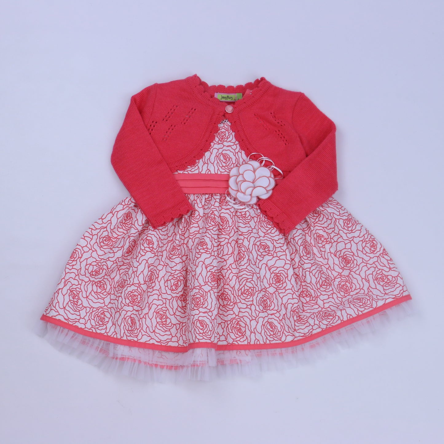 Jessy Franz Girls Peach | White Apparel Sets Size: 6 Months Peach | White