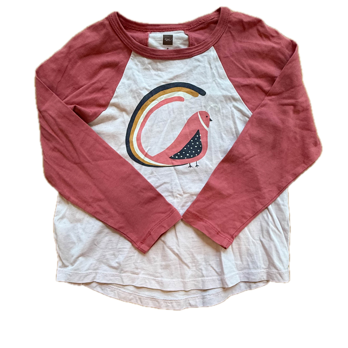 Tea Collection Girls Pink Bird Long Sleeve T-Shirt Size: 4T Pink Bird