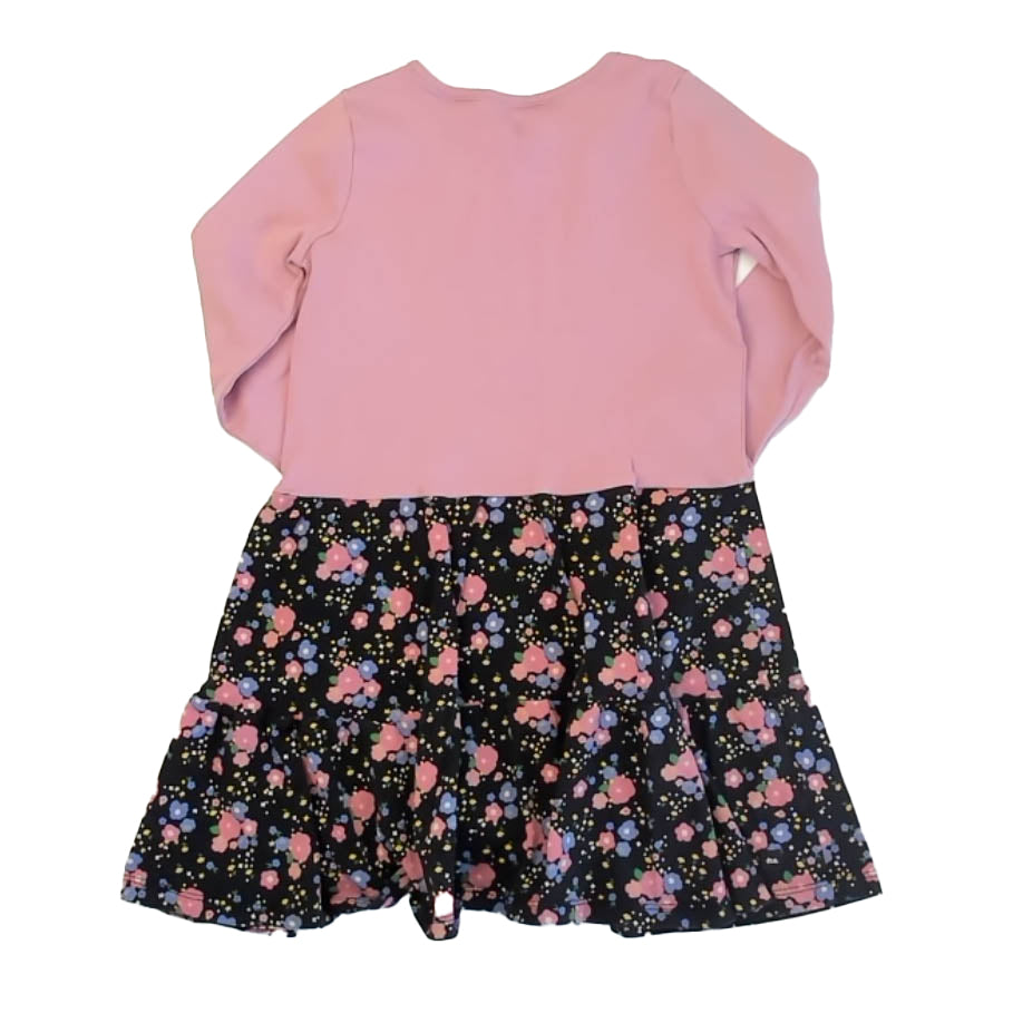 Tea Collection Girls Pink | Black Floral Dress Size: 8 Years Pink | Black Floral