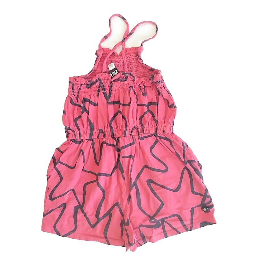 Tea Collection Girls Pink | Black Romper Size: 7 Years Pink | Black