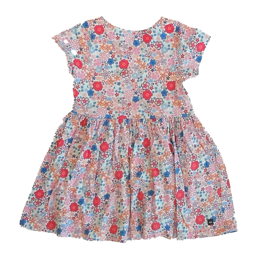 Tea Collection Girls Pink | Blue Floral Dress Size: 6 Years Pink | Blue Floral