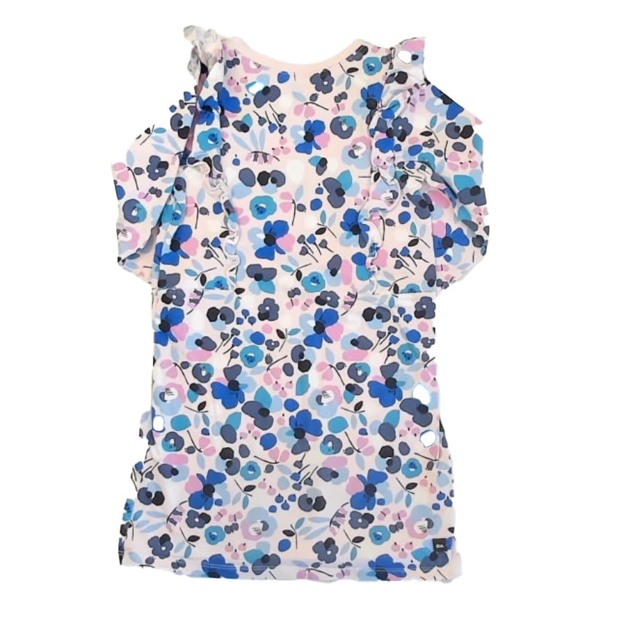 Tea Collection Girls Pink | Blue Floral Dress Size: 7 Years Pink | Blue Floral