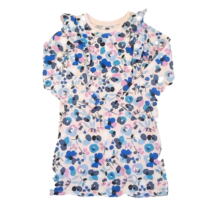 Tea Collection Girls Pink | Blue Floral Dress Size: 7 Years Pink | Blue Floral