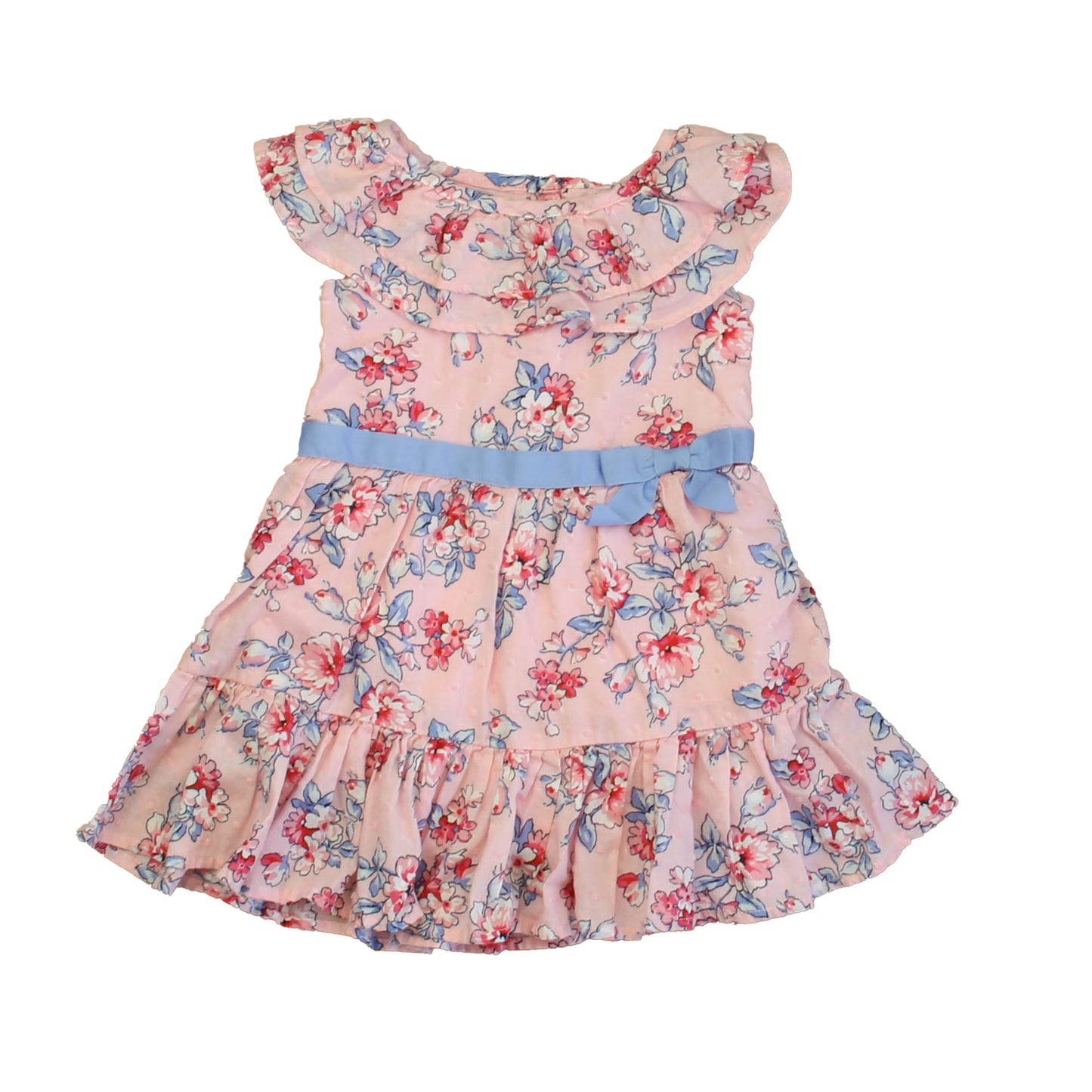 Janie and Jack Girls Pink | Blue Floral Dress Size: 12-18 Months Pink | Blue Floral