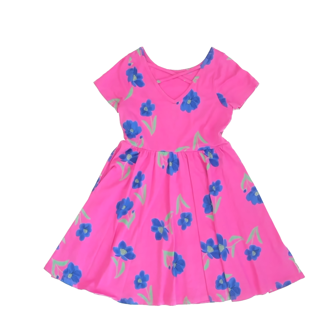 Tea Collection Girls Pink | Blue Flowers Dress Size: 10 Years Pink | Blue Flowers