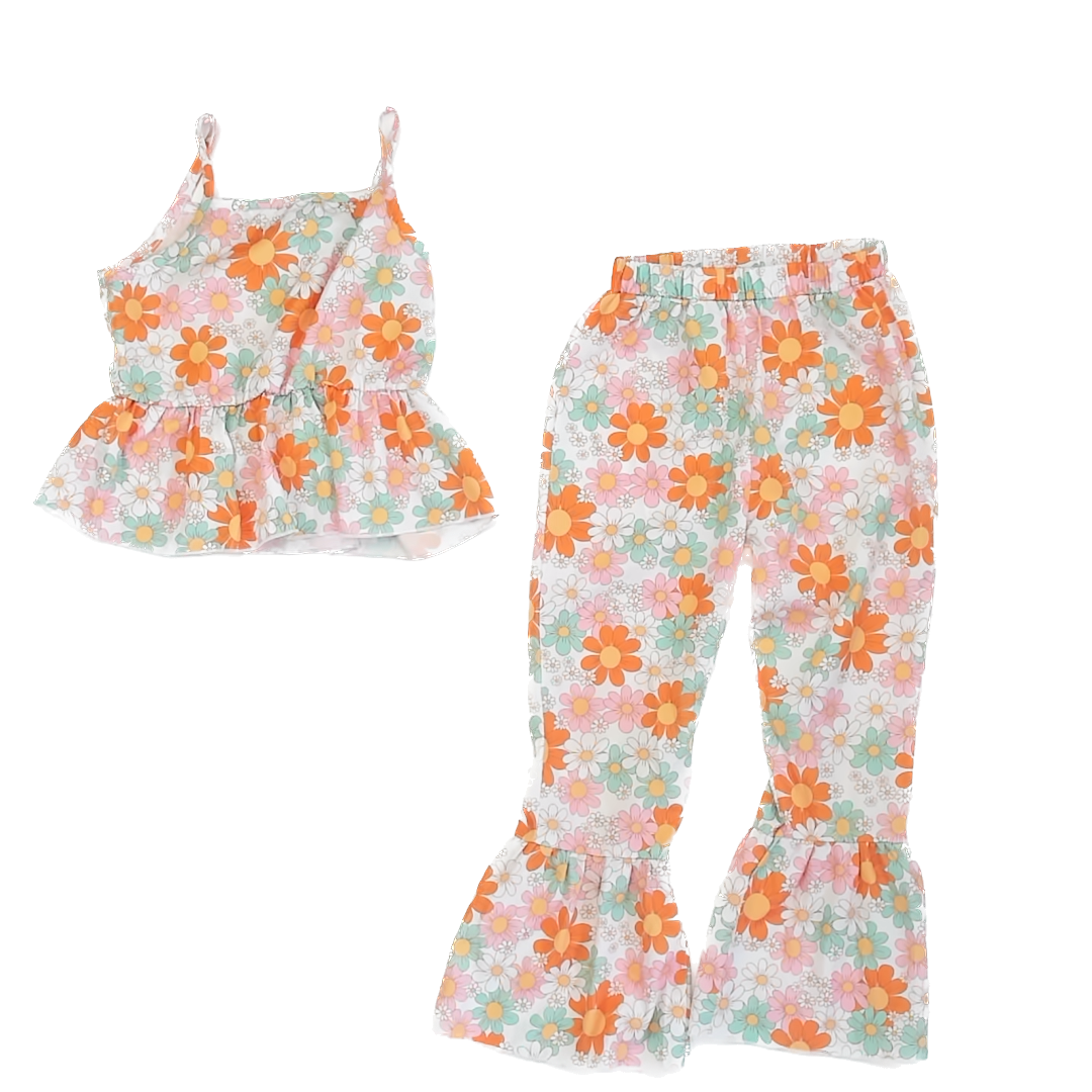 Shein Girls Pink | Blue | Orange Floral Apparel Sets Size: 6 Years Pink | Blue | Orange Floral