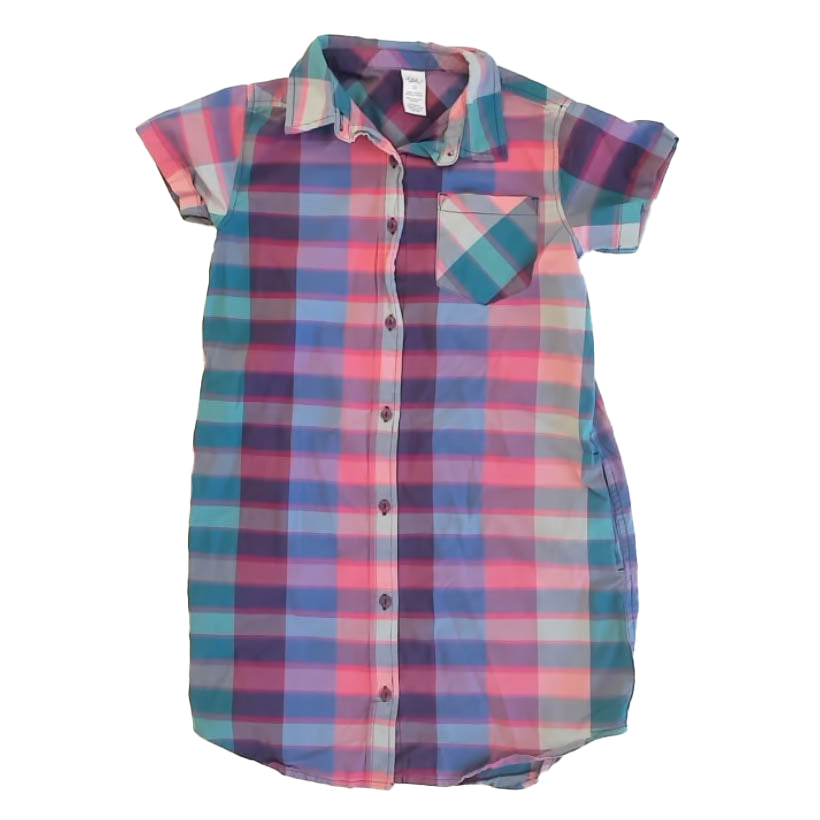 Tea Collection Girls Pink | Blue Plaid Dress Size: 10 Years Pink | Blue Plaid