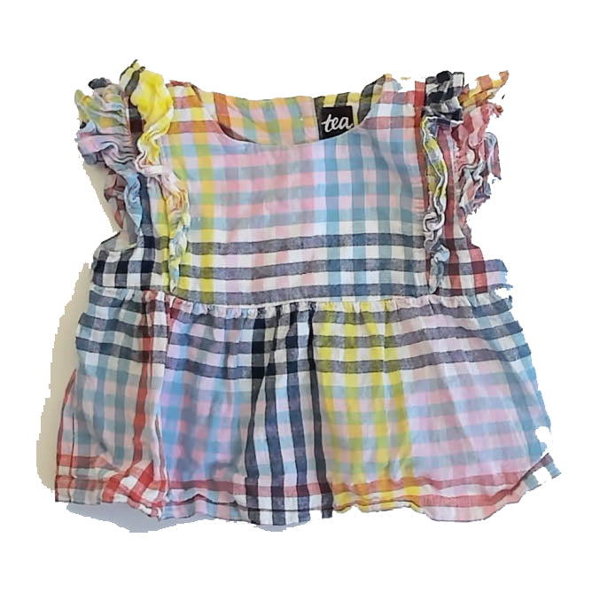 Tea Collection Girls Pink | Blue Plaid Blouse Size: 3T Pink | Blue Plaid