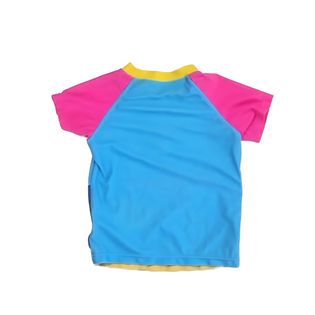 PinkFong Girls Pink | Blue | Sharks Rashguard Size: 3T Pink | Blue | Sharks