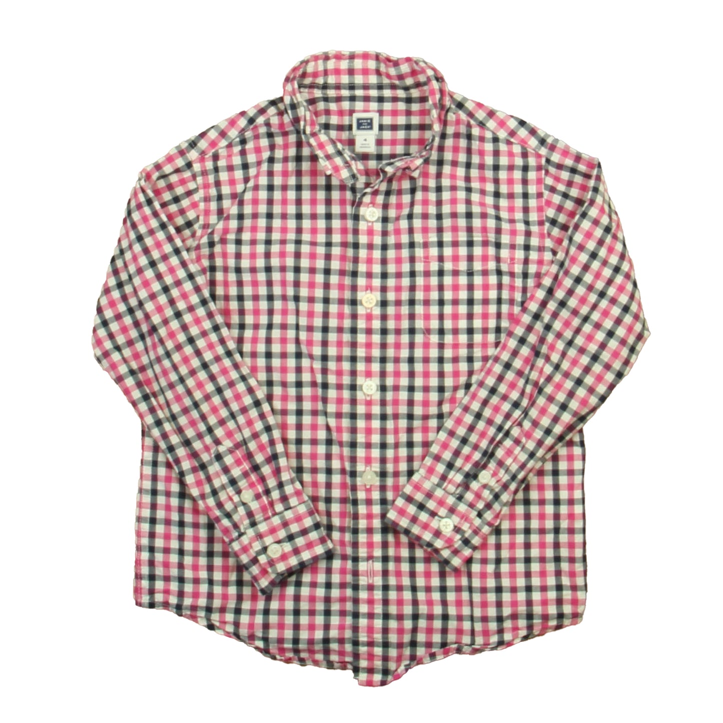 Janie and Jack Boys Pink | Blue Button Down Long Sleeve Size: 4T Pink | Blue