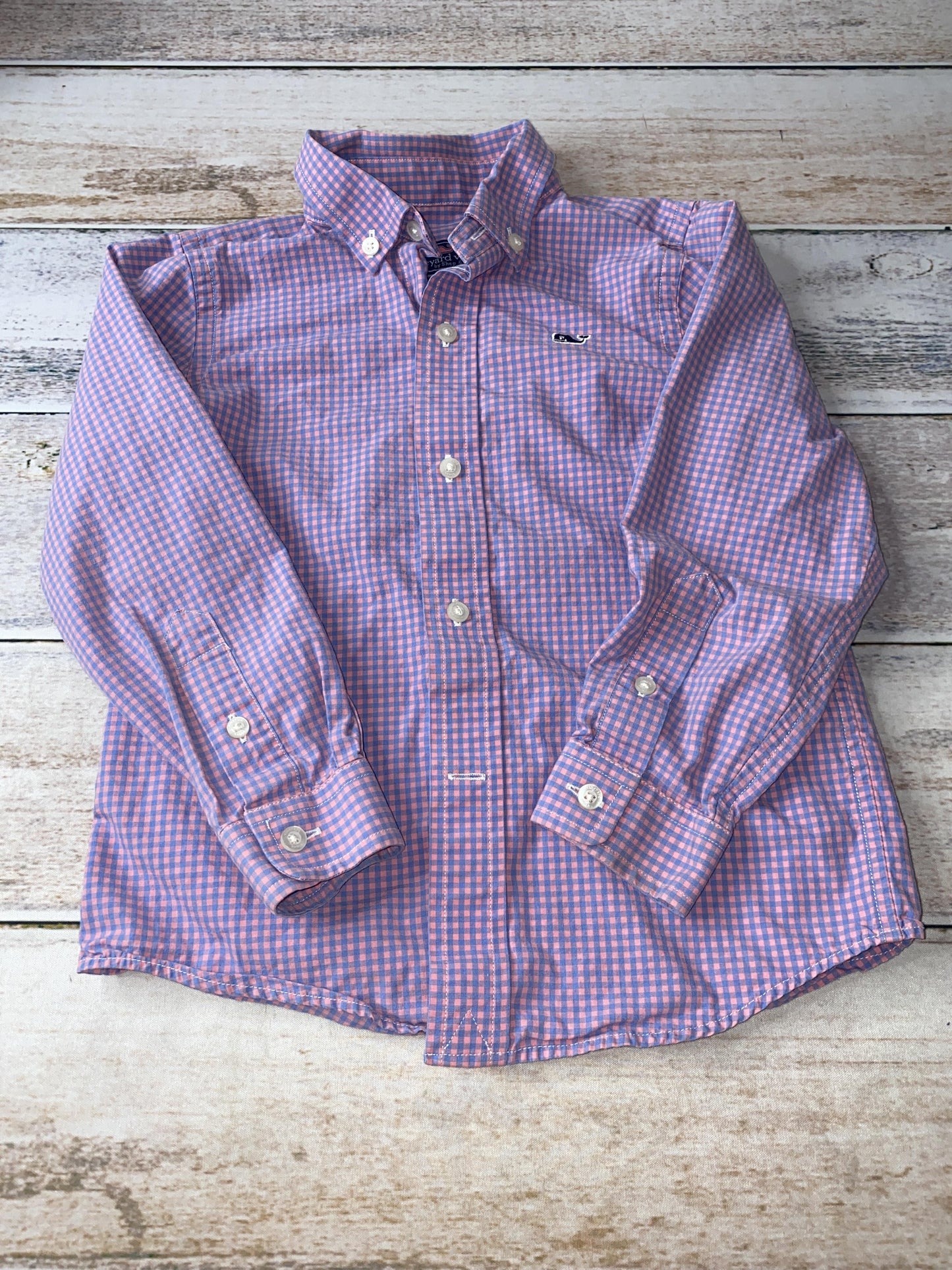 Vineyard Vines Boys pink | Blue Button Down Short Sleeve Size: 4T pink | Blue