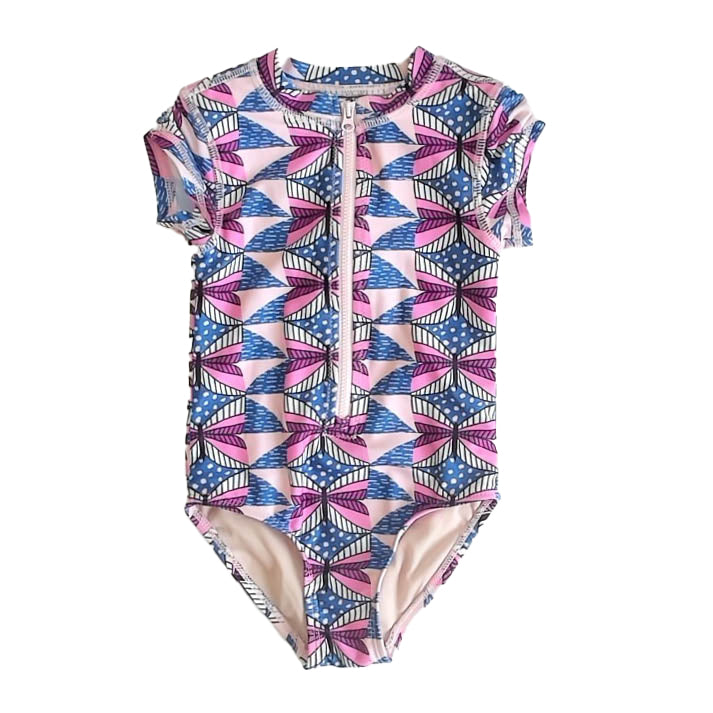 Tea Collection Girls Pink | Blue 1-piece Swimsuit Size: 3T Pink | Blue