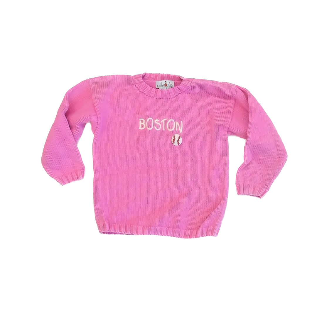 Molly Giggles Girls Pink Boston Sweater Size: 6 Years Pink Boston